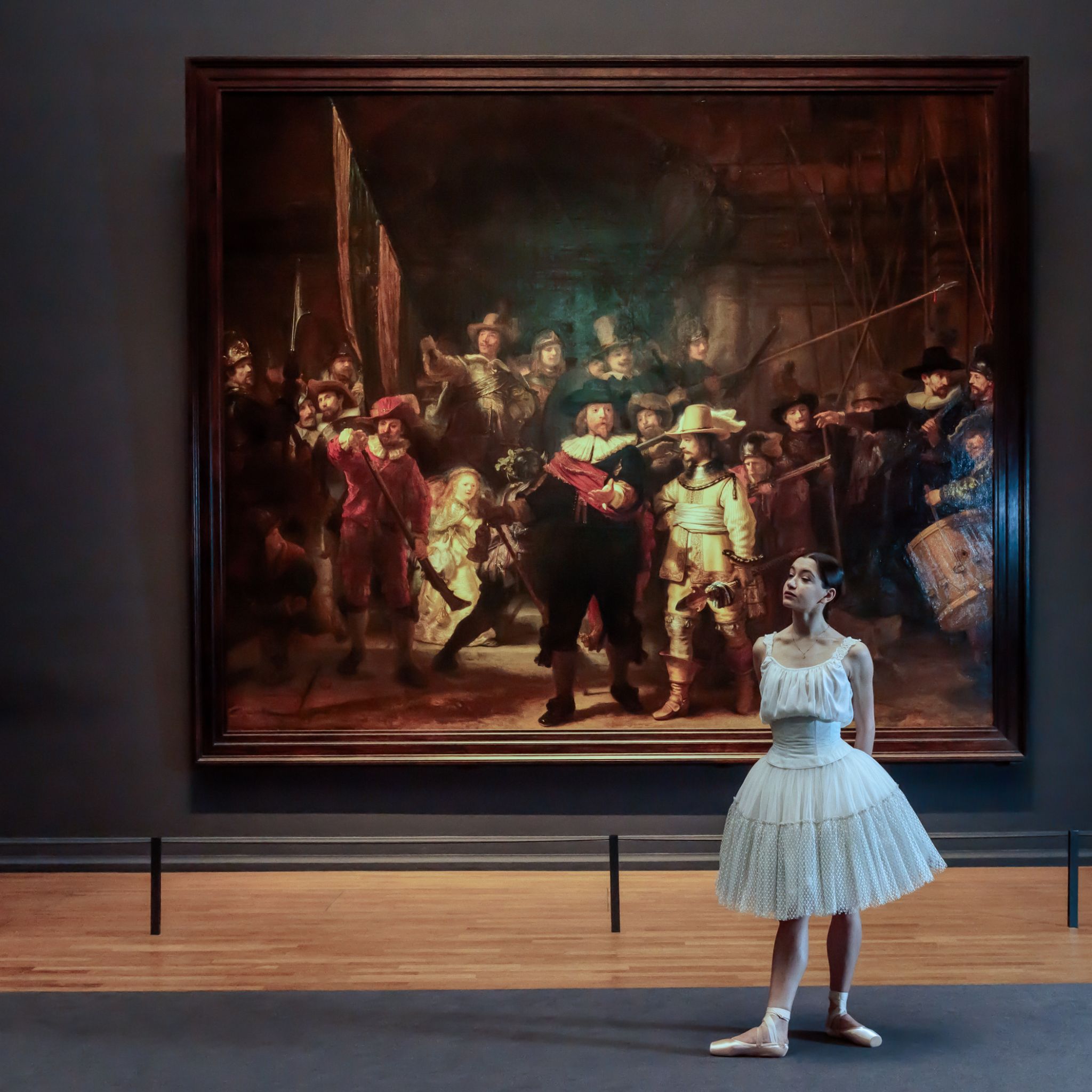 Rijks Museum Amsterdam De Nachtwacht with Salome Leverashvili Petite Danseuse after Degas
